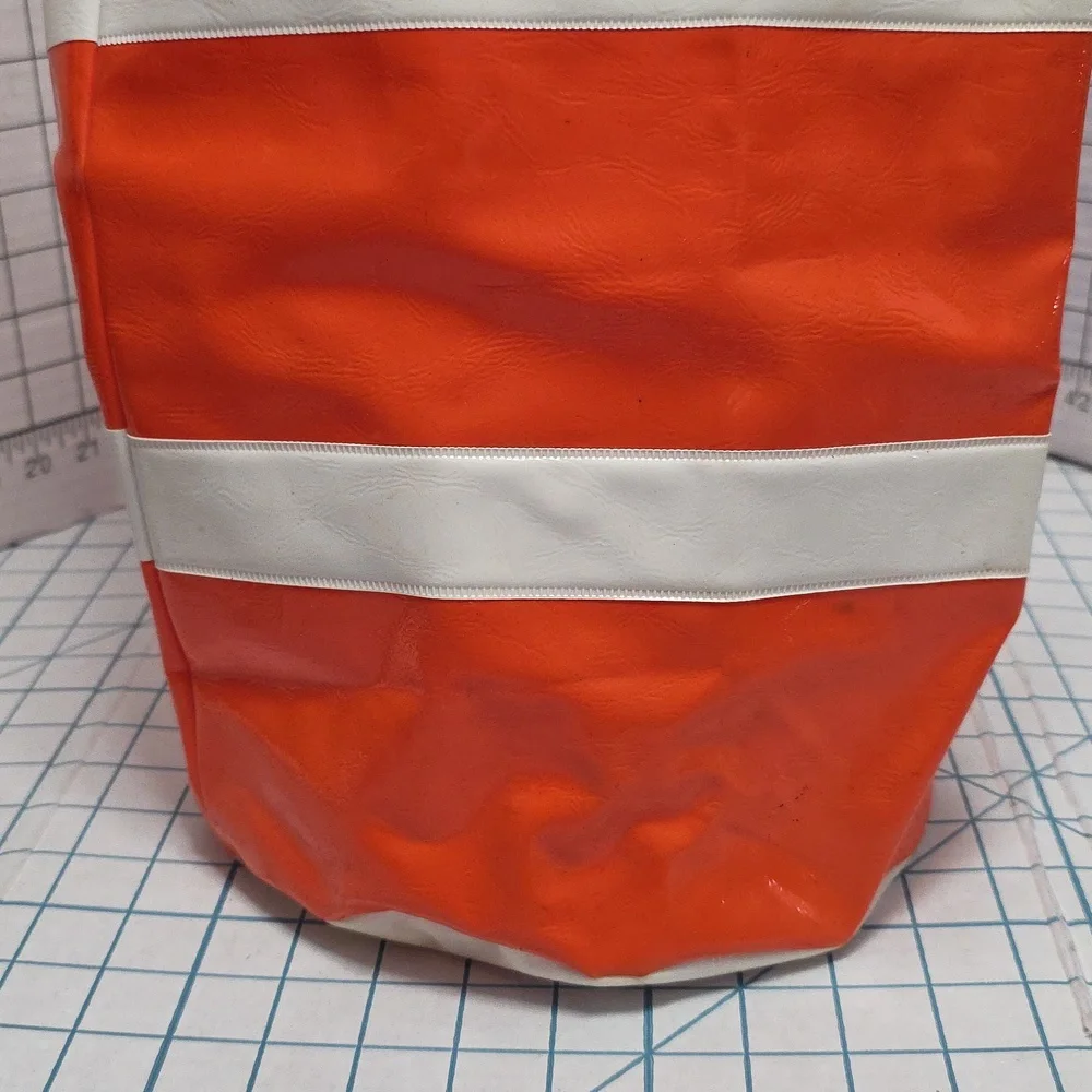 Orange and‎ White Vinyl Duffle/Tote Bag Vintage 1980s, Preloved